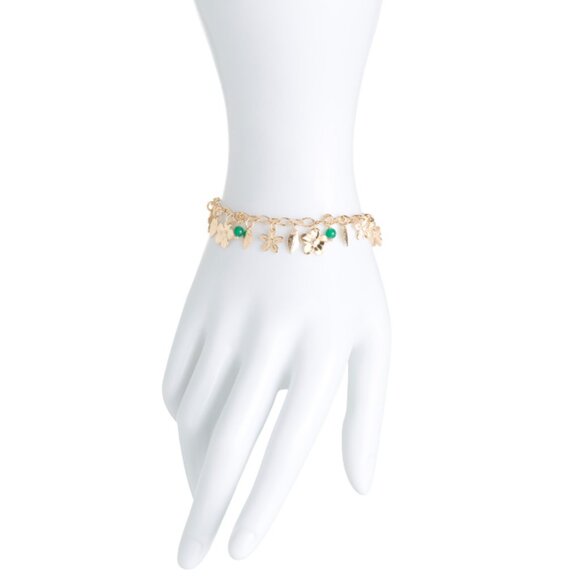 MILOR SILVER Gold Made In Italy 18kt Gold Plated Sterling Silver Charm Bracelet - Picture 2 of 2